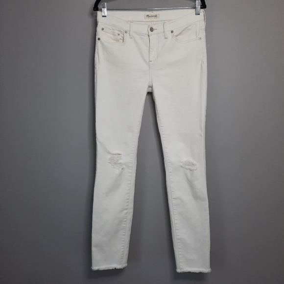 Madewell Alley Straight Distressed Raw Hem White Jeans size 29 - Picture 2 of 16